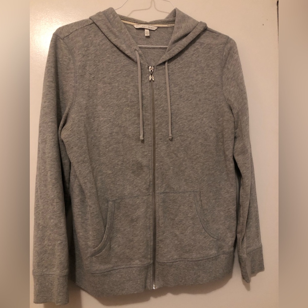 Victoria Secret zip up hooded sweatshirt, dark purple, Large,w/sequence wings.